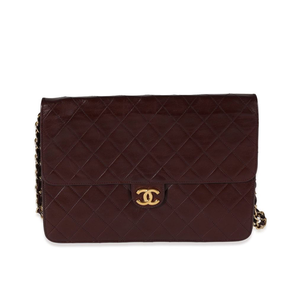 Chanel Vintage Burgundy Quilted Lambskin Single Flap Bag